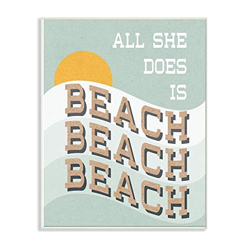 Stupell Industries Funny Word Beach Ocean Coast Design Wall Plaque, 10 x 15, Multi-Color