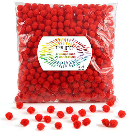 Caydo 600 Pieces Red Pom Poms, 1 cm Mini Pompoms Ball for Halloween Hobby DIY Creative Crafts Decorations Caydo 600 Pieces Red Pom Poms, 1 cm Mini Pompoms Ball for Halloween Hobby DIY Creative Crafts Decorations
