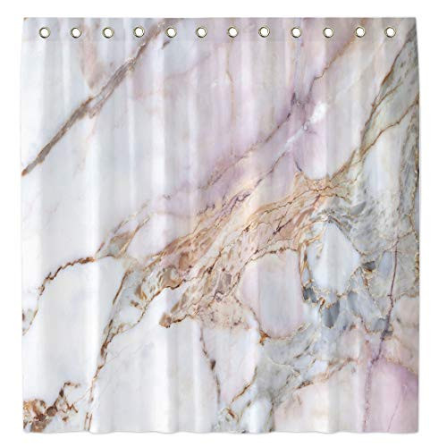 Allenjoy 72x72 Inch White Pink Marble Shower Curtain for Bathroom Sets Pattern Texture Home Bath Decor Decorations Durable Waterproof Fabric Machine Washable with 12 Hooks