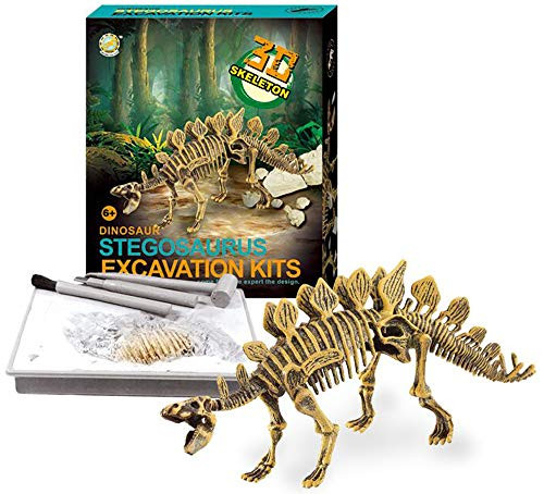 PowerTRC Stegosaurus Dinosaur Skeleton Excavation Kit | Dino Fossil Excavation Science Kit with Tools