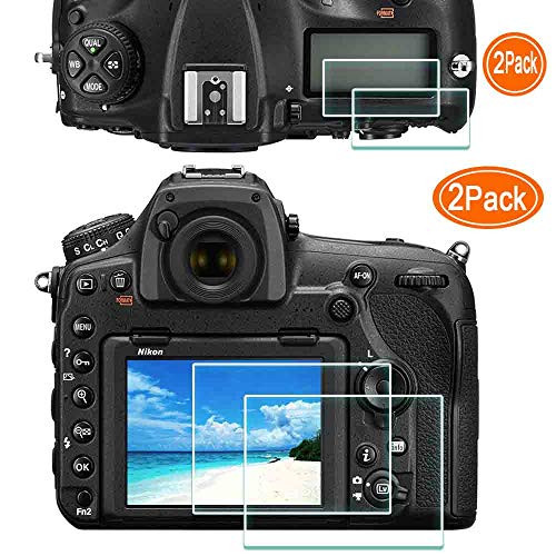 D850 Top PET + LCD Glass Screen Protector for Nikon D850 Camera [2+2Pack],ULBTER 0.3mm 9H Hardness Tempered Glass Screen Saver Anti-Scrach Anti-Fingerprint Anti-Bubble Anti-Water Anti-Dust