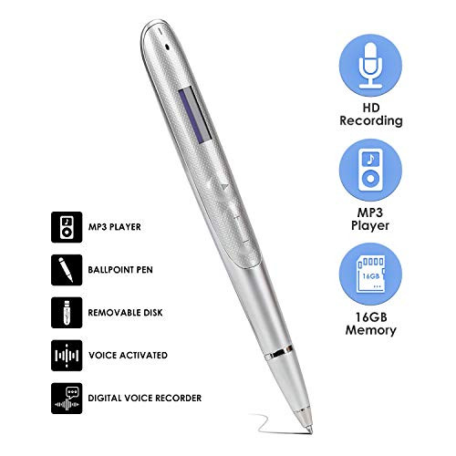 16GB Digital Voice Sound Activated Recorder, Mini Voice Recorder Portable USB Recording Device with Playback, USB, MP3 for Lectures Meetings Classes Interviews
