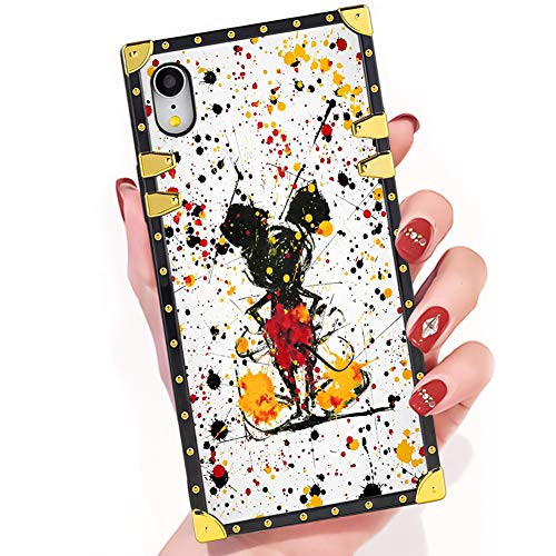 DISNEY COLLECTION iPhone XR Case Colored Painted Mickey Square Phone Case Cover Soft TPU 360 Degree Luxury Shockproof Protective Case Compatible for iPhone XR 6.1 Inch