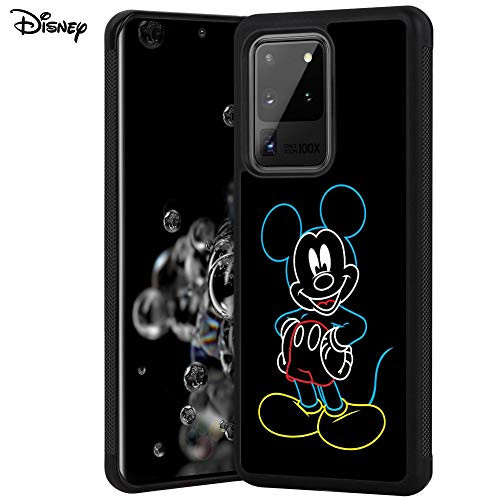 DISNEY COLLECTION Mickey Colored Lines Tired Case for Samsung Galaxy S20 Ultra 5G (2020) 6.9 Inch Shockproof Soft TPU Side and PC Back Samsung Galaxy S20 Ultra 5G Black Case Non-Slip Cover