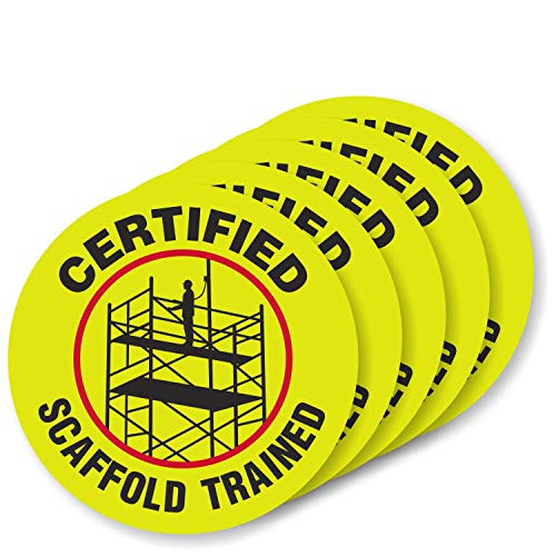 SmartSign"Certified Scaffold Trained" Pack of 5 Hard Hat Labels | Retro-Reflective, 2" Circle