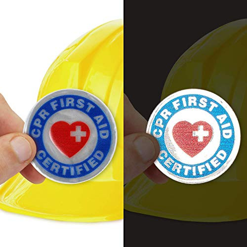 SmartSign"CPR First Aid Certified" Pack of 5 Hard Hat Labels | Retro-Reflective, 2" Circle