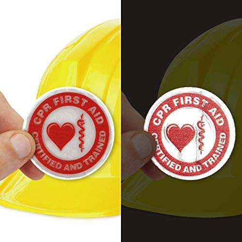 SmartSign"CPR First Aid - Certified And Trained" Pack of 5 Hard Hat Labels | Retro-Reflective, 2" Circle
