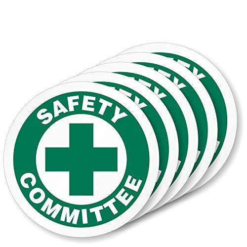 SmartSign"Safety Committee" Pack of 5 Hard Hat Labels | Retro-Reflective, 2" Circle
