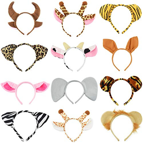 12 Pcs Zoo Animals Ears Headband Jungle Safari Animals Hairbands Plush Cartoon Headbands Elephant Lion Giraffe Tiger Zebra Leopard Cow Pig Ears Cosplay Hair Hoop for Birthday Christmas Halloween Costume Party 12 Pcs Zoo Animals Ears Headband Jungle Safari Animals Hairbands Plush Cartoon Headbands Elephant Lion Giraffe Tiger Zebra Leopard Cow Pig Ears Cosplay Hair Hoop for Birthday Christmas Halloween Costume Party