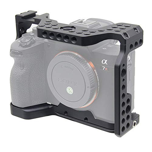 Easy Hood Cage for Sony Alpha 7R IV A7R IV ILCE-7RM4 A7RM4 A7R4 Camera, Aluminum Alloy Camera Video Stabilizer with Cold Shoe Mount and 3/8 1/4 Inch Thread Hole