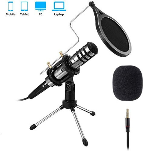 Recording Microphone, EIVOTOR 3.5mm Condenser Microphone Plug and Play, PC Microphone with Filter Suitable for Podcasting, Voice Recording, Skype, YouTube, Games, Laptop, Computer, Phone Recording Microphone, EIVOTOR 3.5mm Condenser Microphone Plug and Play, PC Microphone with Filter Suitable for Podcasting, Voice Recording, Skype, YouTube, Games, Laptop, Computer, Phone