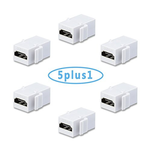 HDMI Keystone Jack, AVACON 5 Pack HDMI Keystone Insert Female to Female Coupler Adapter (White)