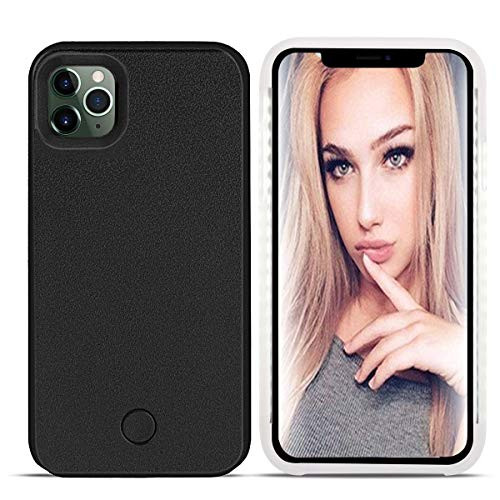 LONHEO iPhone 11 Pro Max Led Case iPhone 11 Pro Max Illuminated Cell Phone Case Great for a Bright Selfie and Facetime Light Up Case Cover for iPhone 11 Pro Max - Black