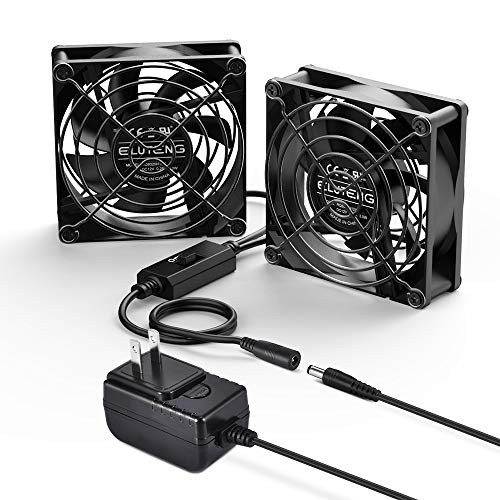 ELUTENG Quiet Dual USB Fan 80mm, 3 Speed Adjustable USB Ventilator with Power Adapter 12V Cooling Blower for Computer/Laptop/Router/TV Cabinet/DVR/Xbox/Game Console Cooling