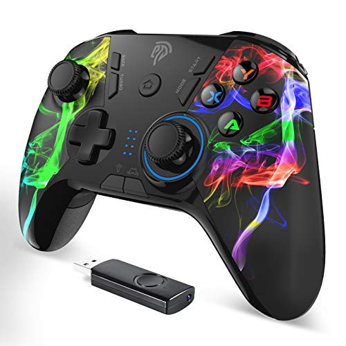 Wireless Game Joystick Controller, 2.4G Wireless Gamepad Joystick PC, Dual Vibration, 8 Hours of Playing for PC/PS3/TV Box (Multicoloured)