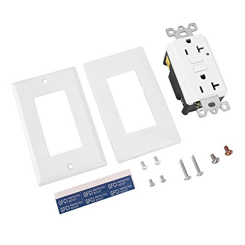Fdit 20A Tamper-Resistant Receptacles Wall Mount Outlets US Standard Wall Power Socket with Decorative Plate Child Proof Safety White 110V-125V