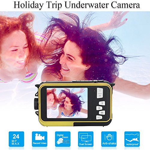Waterproof Digital Camera Underwater Cameras,Waterproof Underwater Digital Cameras for Snorkelling Travel Holiday -Selfie Dual Screen