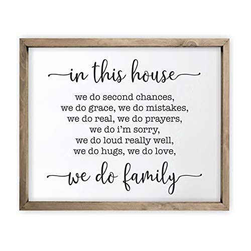 In This House We Do Family Framed Rustic Wood Farmhouse Wall Sign 12x15