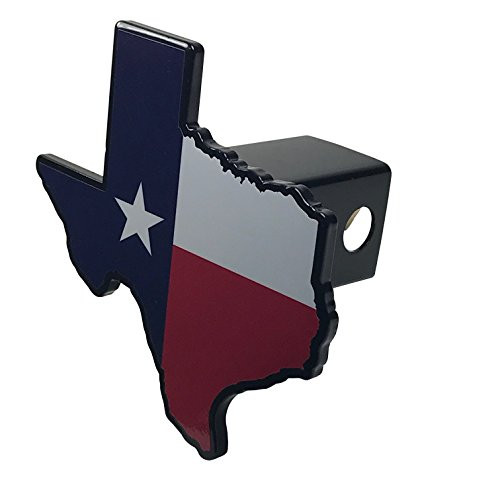 AMG Auto Emblems Premium State of Texas Flag (Texas Shaped) SOLID METAL Heavy Duty Hitch Cover