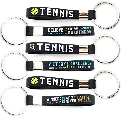 (12-Pack) Tennis Keychains with Motivational Quotes - Wholesale Pack of Key Chains in Bulk for Giveaway Gifts for Team, Tennis Theme Party Favors and Supplies for Boys Girls Men Women (12-Pack) Tennis Keychains with Motivational Quotes - Wholesale Pack of Key Chains in Bulk for Giveaway Gifts for Team, Tennis Theme Party Favors and Supplies for Boys Girls Men Women