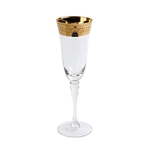 Magnificence Wide Gold Rim Champagne Flute- 7oz- Set of 4