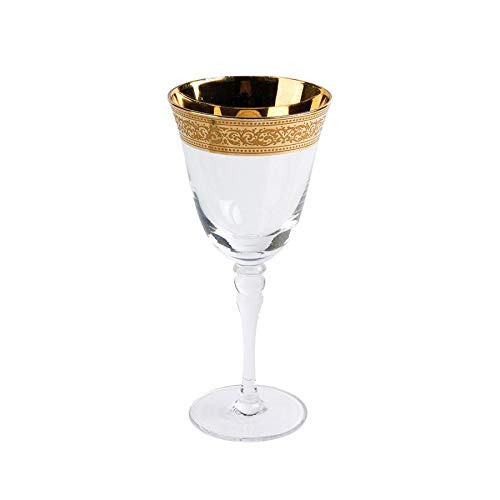 Magnificence Wide Gold Rim White Wine Glass- 9oz- Set of 4