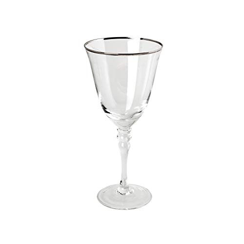 Thin Silver Rim White Wine Glass- 9oz- Set of 4
