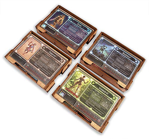 Smonex Wooden Character Box and Player Tray Compatible with Gloomhaven Board Game - Gaming Organization, Storage and Saving Game Results with Player Board  4 pcs