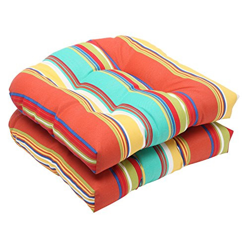 Pillow Perfect Outdoor Westport Spring Wicker Seat Cushion, Multicolored, Set of 2