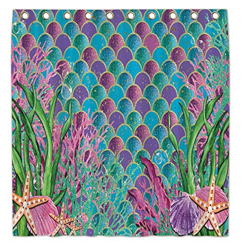 Allenjoy 10 Hooks 69x70 Inch Under The Sea Shower Curtain for Bathroom Sets Ocean Purple Blue Home Bath Bathtub Decor Decoration Customizable Durable Waterproof Fabric Machine Washable Curtains