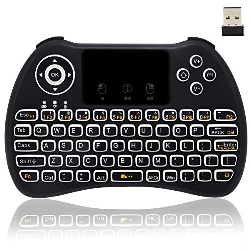 Backlit Mini Wireless Keyboard, BIFANS Air Mouse Portable Wireless Mini Keyboard with Touchpad Mouse, Wireless Mini Keyboard for PC TV Box HTPC IPTV PC Pad Xbox Tablet