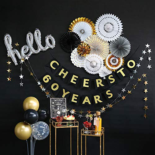 60th Birthday Decorations by Hombae, 60th Bday Décor for Women or Men, BACK IN 1960 SIGN, 60th Wedding Anniversary Decorations, 60 Years Old Party Supplies, Cheers to 60 Years Banner