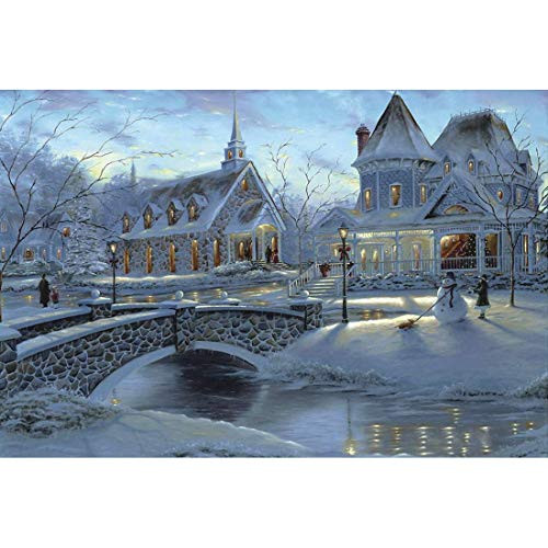 Rocorose 1000 Piece Jigsaw Puzzle, Winter Town Floor Puzzle for Kids Adult