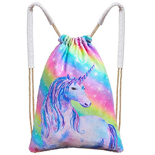 Unicorn Bag Sequin Drawstring Bag Flip 