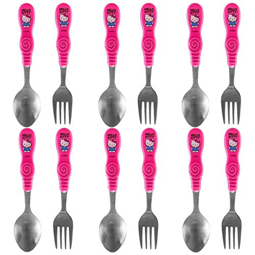 Zak! (12pc) Hello Kitty Flatware Set Kids Silverware Spoons & Forks Sanrio Tableware, 6 Sets
