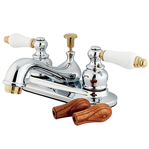 Kingston Brass KB604B Victorian 4-Inch Centerset Lavatory Faucet Retail Pop-Up, Polished Chrome/Polished Brass