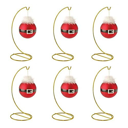 HOHIYA Ornament Display Stands Hanger Holder Christmas Gold Hook Bauble Ball 10inch 6pcs