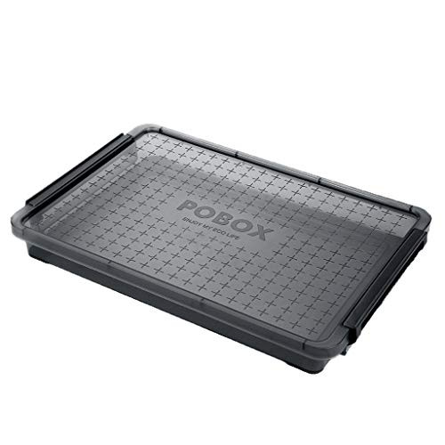 Hipiwe Clear A4 File Box - Stackable Portable Project Case, Desk File Container Holder, Office School Supplies Documents Paper Organizer Plastic Magazine Storage Box, Grey