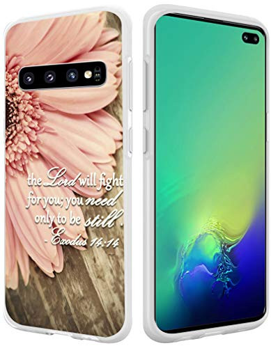 Case for S10 Plus, Hungo Soft TPU Silicone Protector Cover Compatible for Samsung Galaxy S10 Plus Christian Sayings Bible Verses Theme Exodus 14:14