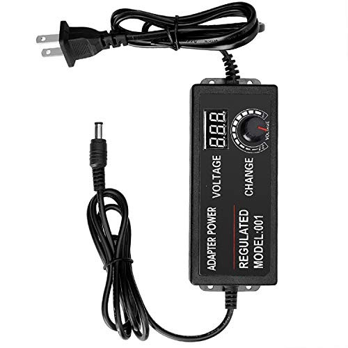 Universal AC/DC Switching Power Adapter, Adjustable Power Supply 100-240V AC to 9-24V 3A 50-60hz DC Converter with LED Voltage Display (9V-24V 3A)