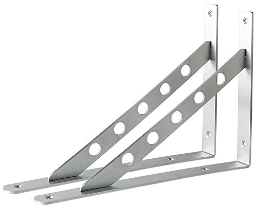 Alise 1 Pair Stainless Steel Brackets Floating Shelves Tripod Triangle Heavy Duty Shelf Bracket Support Wall Hanging 14X10 Inch,Brushed Nickel