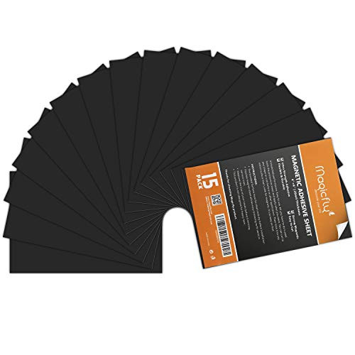Magnet Sheets with Adhesive 4 X 6 Inch, Magicfly Pack of 15 Flexible Sticky Magnet Sheet Crafts Photos and More, Easy Peel and Stick