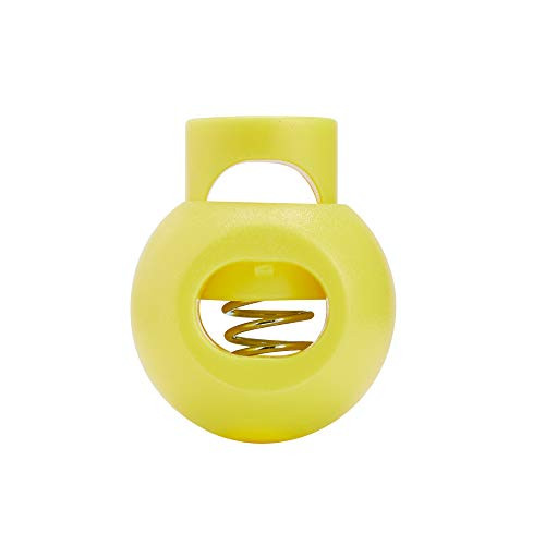 DYZD Single Hole Cord Lock Plastic Spring Toggle Stopper Cord Rope End for Drawstrings, Paracord (20PCS, Yellow)