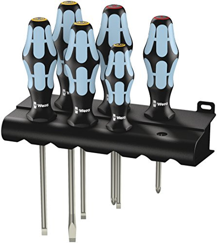 Wera 05032060001 Kraftform Stainless 3334/6 Stainless Steel Slotted/Phillips Screwdriver Set and Rack, 6-Piece