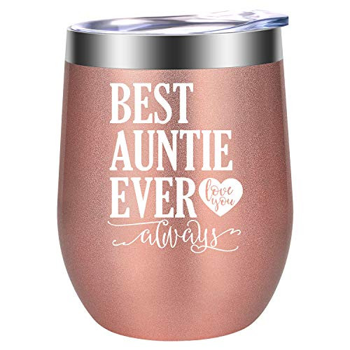 Aunt Gifts from Niece, Nephew - Funny Gifts for Aunts, Sister, Sister in Law - BAE Best Aunt Ever Gifts for Birthday - Great Auntie Gifts - Baby Announcement Gifts - Aunt Gifts - LEADO Wine Tumbler