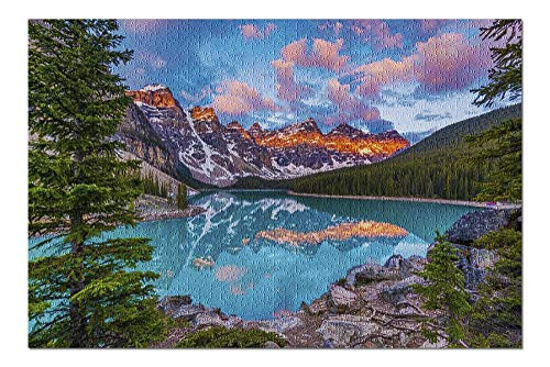 Moraine Lake - Banff Alberta Rock Mountains 9001068 (Premium 1000 Piece Jigsaw Puzzle for Adults, 19x27)