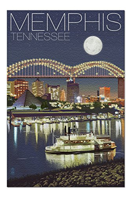 Memphis, Tennesseee - Skyline at Night (Premium 1000 Piece Jigsaw Puzzle for Adults, 19x27)