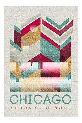 Chicago, Illinois - Second to None - Geometric Line Art (Premium 1000 Piece Jigsaw Puzzle for Adults, 19x27)