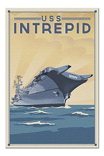 New York City, New York - USS Intrepid - Lithograph 98998 (Premium 1000 Piece Jigsaw Puzzle for Adults, 19x27)