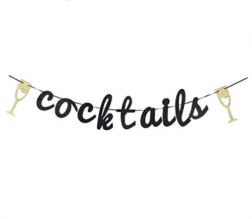 Glitter Cocktails Banner, Birthday Wedding Banner, Party Events Decorations, Party Supply Decor, Wedding Engagement Sign Photo Prop.